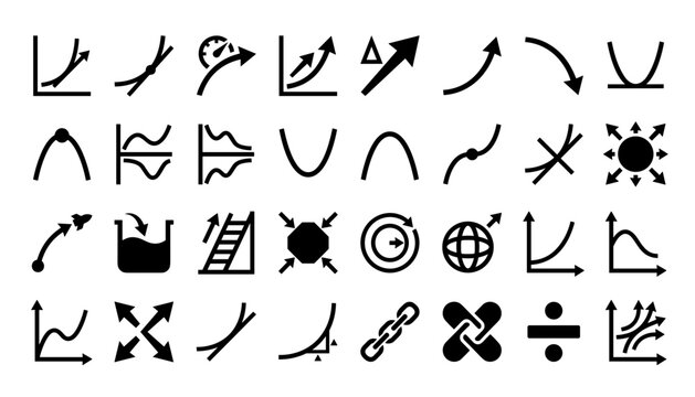 integration techniques area and volume calculus icon set vector .