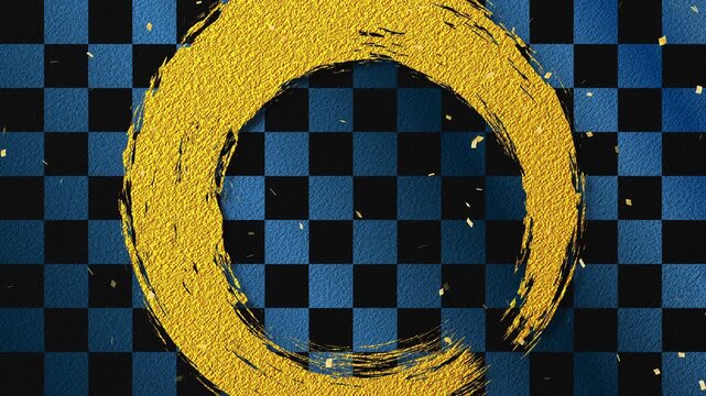 brush circle thick01 gold confetti gold fall pattern01 ichimatsu pattern loop （blue black background）01
