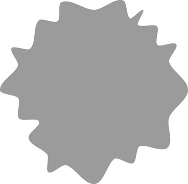 Grey abstract blob shape with a starburst edge. Irregular organic splatter icon for modern graphic design. Minimalist vector element isolated on a white background.
