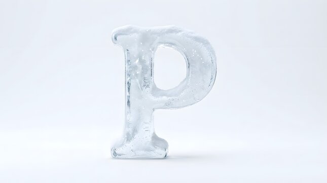 A beautifully elegant three dimensional rendering showcases the letter p with a glossy white finish set against a soft and subtle gradient background ideal for