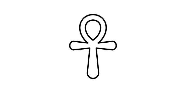 Egyptian ankh symbol, representing life and immortality, in a simple outline drawing.