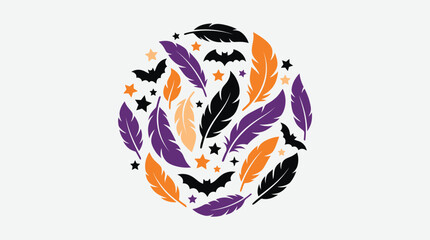 Obraz premium A beautifully designed halloween background featuring a captivating arrangement of bats and feathers perfect for spooky season celebrations and festive designs