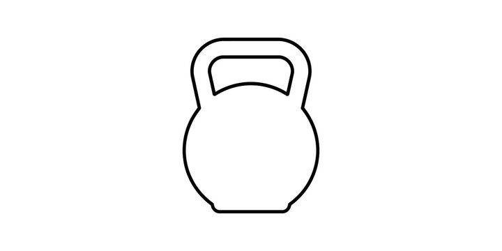 Simple black outline of a kettlebell for fitness and weightlifting.
