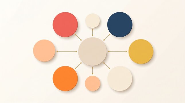 Abstract mind map infographic with central empty node and colorful connected circles