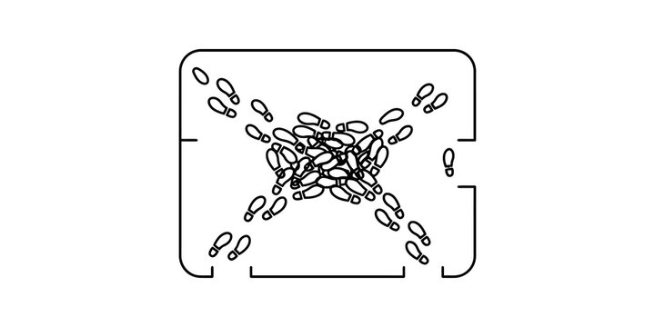 Footprints icon representing journey, path, and investigation within a defined area.