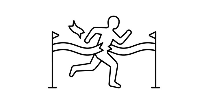 Runner crossing finish line breaking tape.