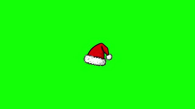 Santa Hat Bouncing On Green Screen Background 4K Chroma Key
