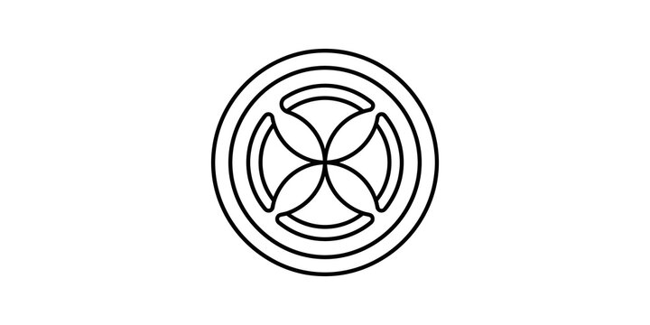 Geometric circular symbol with four curved sections in a radial pattern.