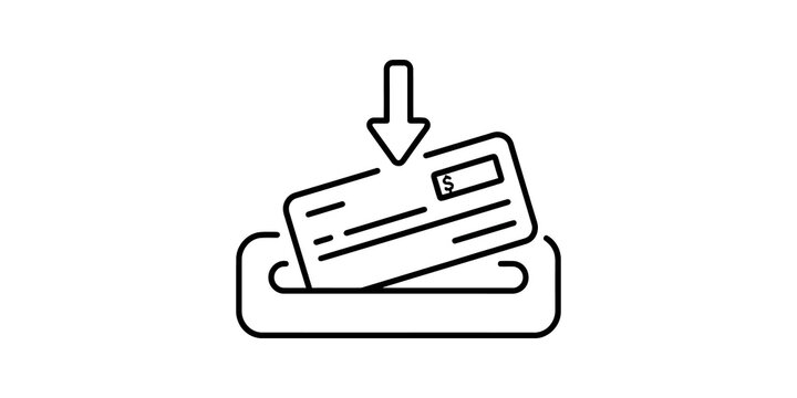 Customer inserting credit card into payment terminal for transaction.