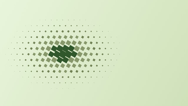 Abstract background, with a central, cluster of green, squares fading into, a light green, background using a, halftone dot pattern effect isolated on a transparent background