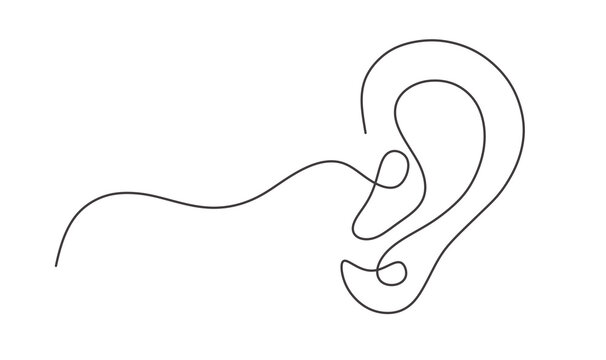 Continuous line drawing of a human ear