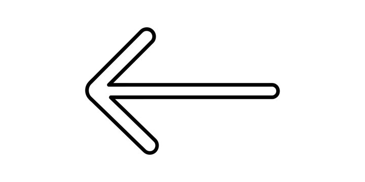 Leftward pointing arrow symbol for navigation direction and guidance in graphic design.