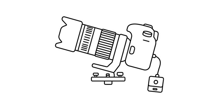 Professional camera with telephoto lens on tripod for photography and videography.