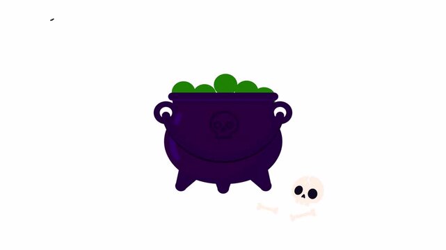 Magic Cauldron Halloween Animation on Transparent Alpha Channel