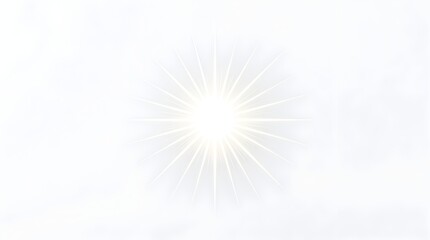 Fototapeta premium Glowing star burst shape with white rays on a minimalist bright background
