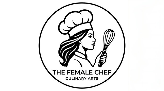 The female chef culinary arts logo vector badge design