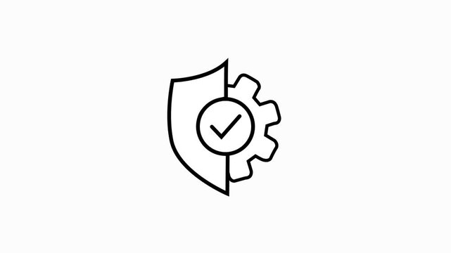 Animation of white color Security protection management icon on white background. Secure, safe, protect, privacy, symbol management icon. 4k video