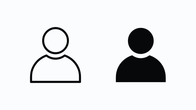 User profile icon set, simple outline and solid person symbol