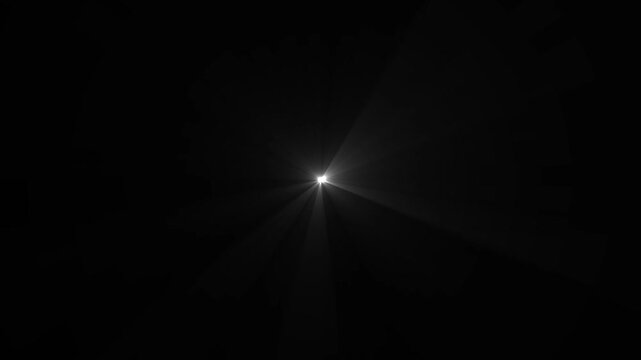 White sun flare star light glow shining rays effect on black chroma key alpha channel background.4k motion graphics video