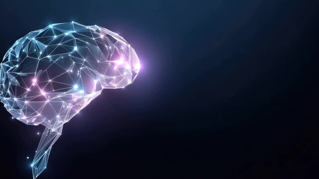 Glowing digital brain illustration depicting neural network connections, symbolizing intelligence, cognition. ..Created with Generative AI, not depicting real subjects.