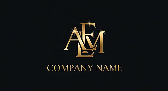 Elegant gold logo with stylized initials and company name on dark background.