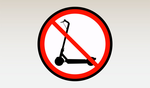 No Electric Scooter Sign &ndash; Prohibited E-Scooter Traffic Symbol on White Background