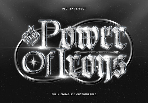 Chiseled Silver Chrome Gothic Text Effect