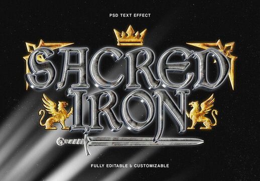 Silver Steel Fantasy 3D Text Effect