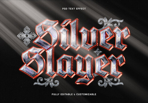 Silver Red Gothic Text Effect