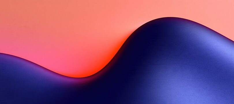 Contrasting translucent coral and navy color fields divided by glowing boundary