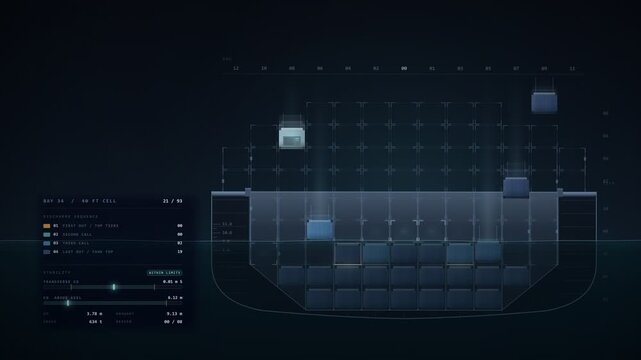 Container Ship Cargo Bay Loading Plan Animation