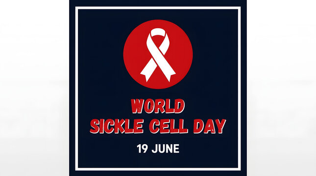 World Sickle Cell Day June 19 red ribbon awareness poster