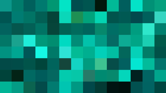 A captivating modern abstract background featuring a vibrant pixelated mosaic pattern composed of numerous small squares, showcasing a rich palette of teal, green, and blue hues