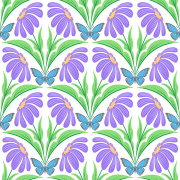 Botanical Butterfly Floral Seamless Pattern