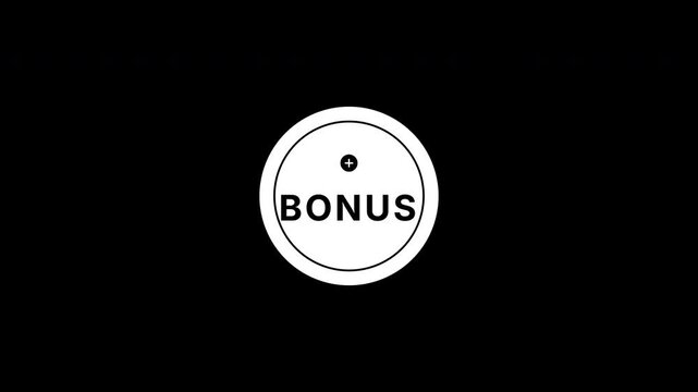 Animated white bonus seal badge with starburst callout effect on a black background.