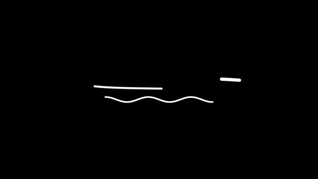 White hand drawn scribble underline and wavy line animation for emphasis on black background.