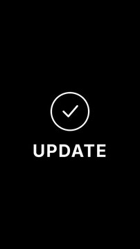 Minimal animation of a software update process showing refresh sync icon transitioning to a success check mark.
