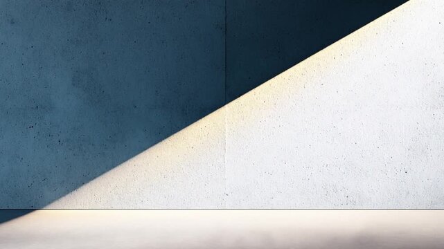 Conceptual light and shadow concrete wall create dramatic minimalistic texture with sharp contrast and striking geometric pattern