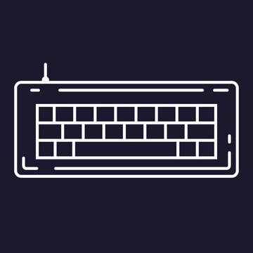 Simple wired keyboard icon with rectangular keys and rounded corners representing typing, input device and computer interaction.
