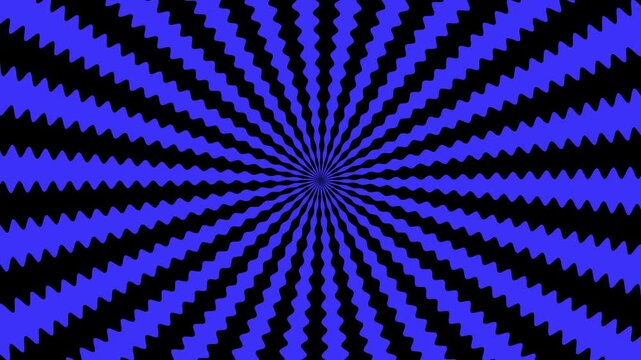 Psychedelic hypnotic blue wavy sunburst rotating background 4k motion video