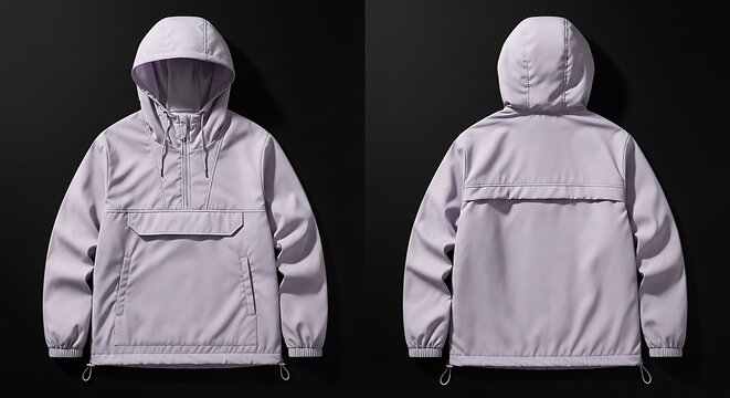 mockup of a light lilac anorak jacket