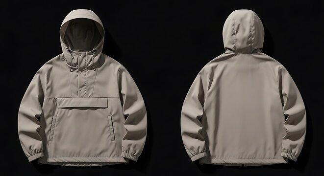 mockup of a light taupe anorak jacket