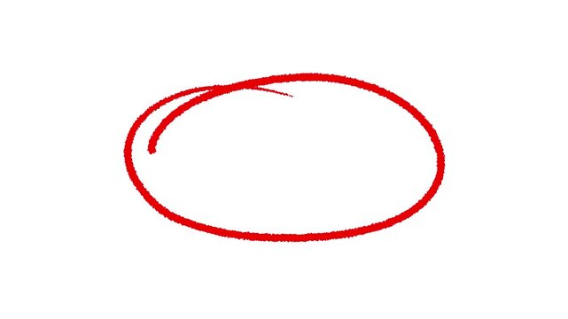 hand drawing different circles isolated animation Handwritten red circle. For marking text, numbers, marker pen, hand-drawn on white screen 4k animation