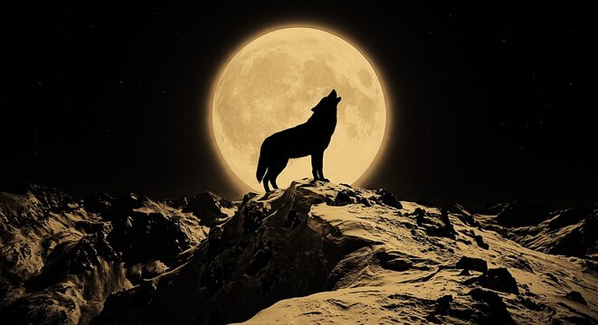wolf howling at the moon