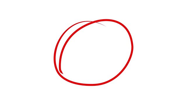 hand drawing different circles isolated icon Handwritten red circle. For marking text, hand-drawn on a white background