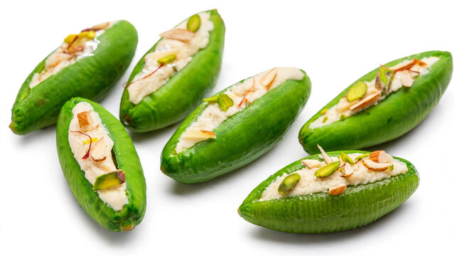 Parwal ki Mithai Stuffed Pointed Gourd Sweet with Khoya Mawa, Almonds, Pistachios and Saffron