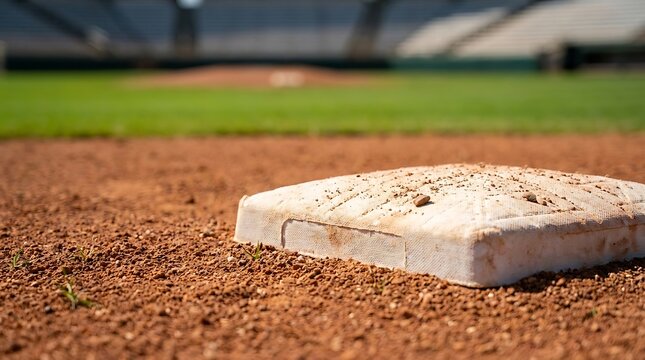 Baseball Base on Infield Clay at Stadium.
