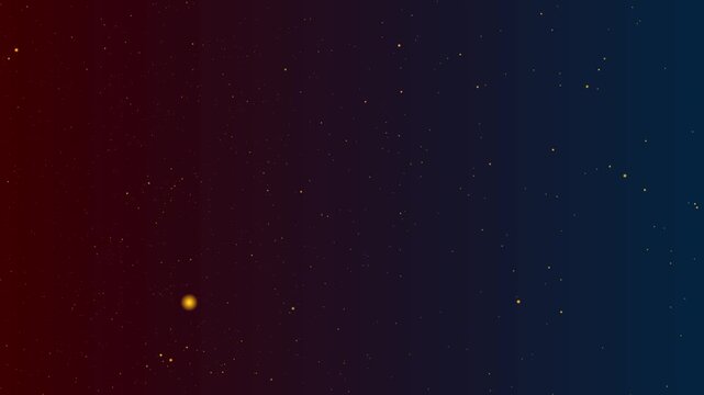 stars jaunes-orang&eacute; venant de la gauche vers la droite de fa&ccedil;on tr&egrave;s rapide et d&eacute;sordonn&eacute;es sur fond nuanc&eacute; de teintes rouge et bleue