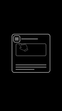 Animated hamburger menu icon morphing into a sidebar navigation interface on a dark background.