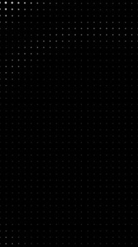 Minimalist abstract animation of a white dot ripple wave propagating across a black grid field.